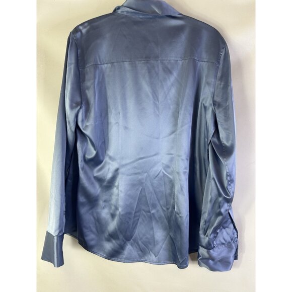 Antonio Melani Silk Satin Button Front Shirt Flowy Quiet Luxury - Picture 6 of 6